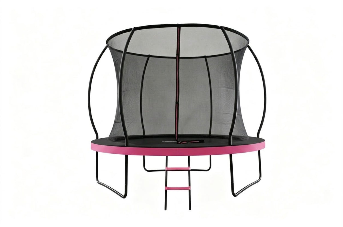 MOUNTPEAK 10FT PUMPKIN TRAMPOLINE WITH SAFETY NET OUTSIDE -PINK COLOUR