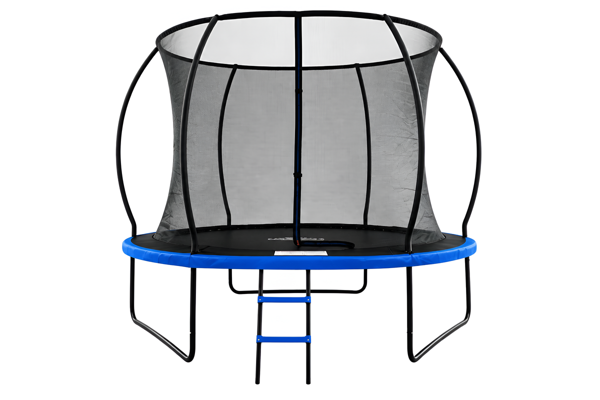 MOUNTPEAK12FT BLACK+BLUE PUMPKIN MODEL TRAMPOLINE WITH LADDER PLASTIC PADDLE