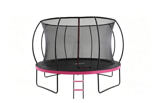 MOUNTPEAK 12FT PUMPKIN TRAMPOLINE WITH SAFETY NET OUTSIDE - PINK COLOUR