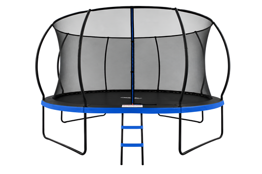 MOUNTPEAK14FT BLACK+BLUE PUMPKIN MODEL TRAMPOLINE WITH LADDER PLASTIC PADDLE