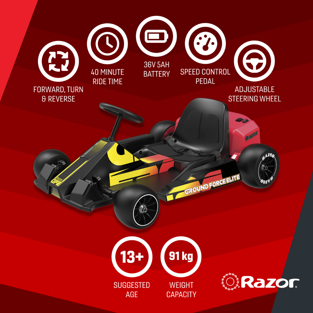 Razor Ground Force Elite Blk Red 22.5Kmh