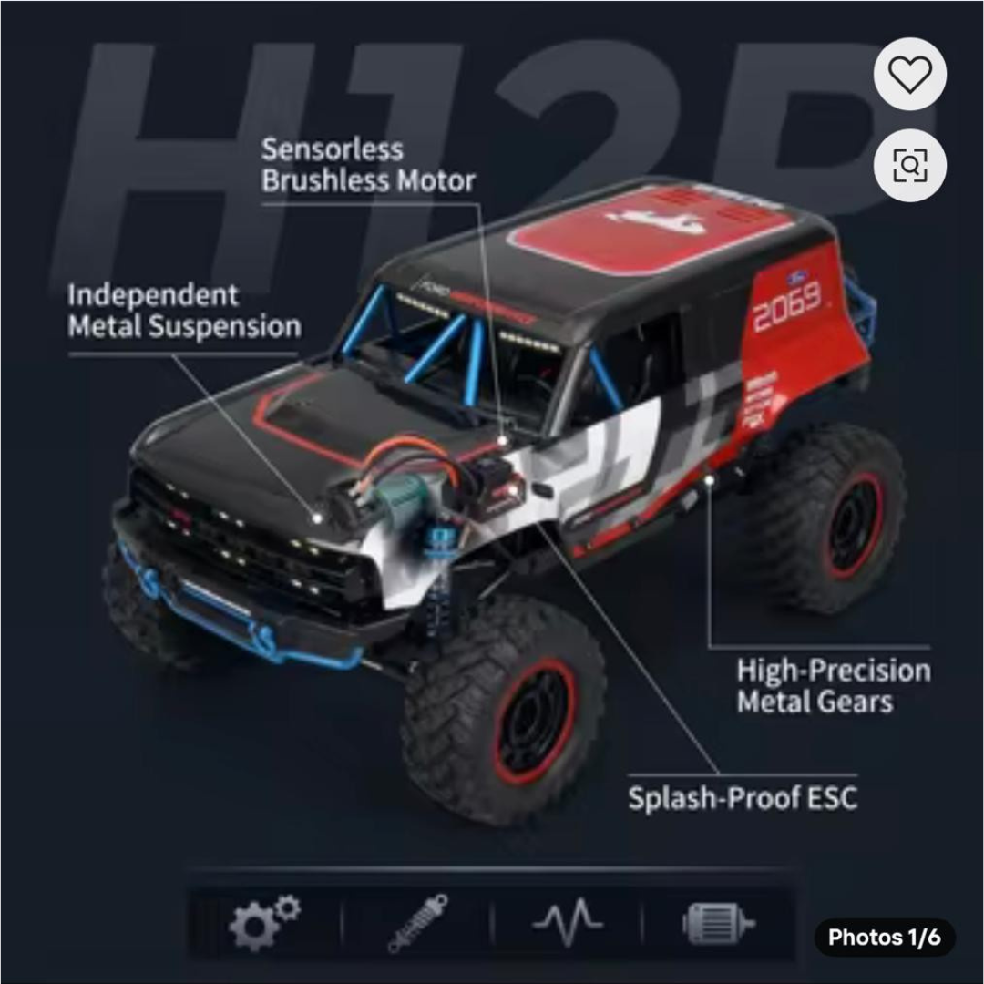 MJX R/C 1:12 Ford Bronco R Licensed Brushless RC Crawler