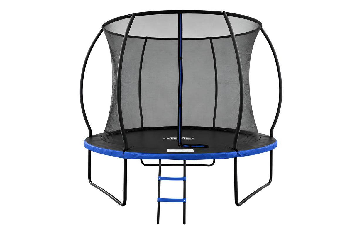 MOUNTPEAK10FT BLACK+BLUE PUMPKIN MODEL TRAMPOLINE WITH LADDER PLASTIC PADDLE
