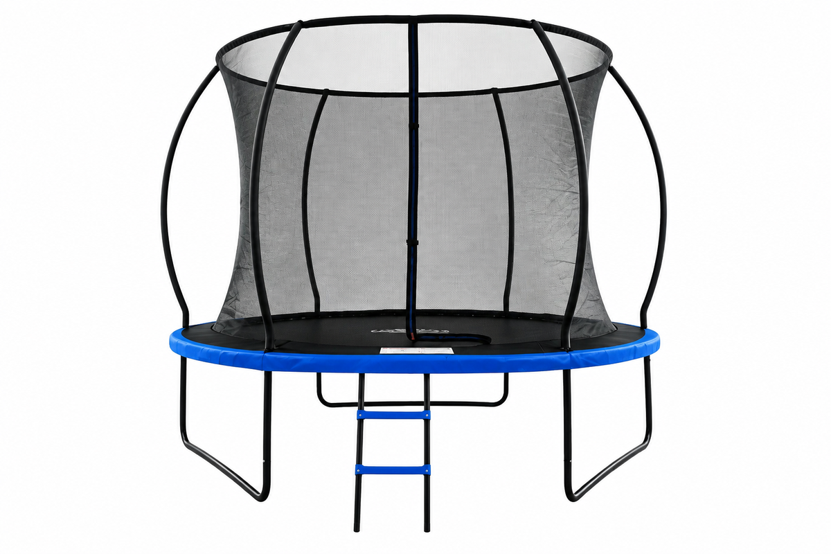 MOUNTPEAK10FT BLACK+BLUE PUMPKIN MODEL TRAMPOLINE WITH LADDER PLASTIC PADDLE