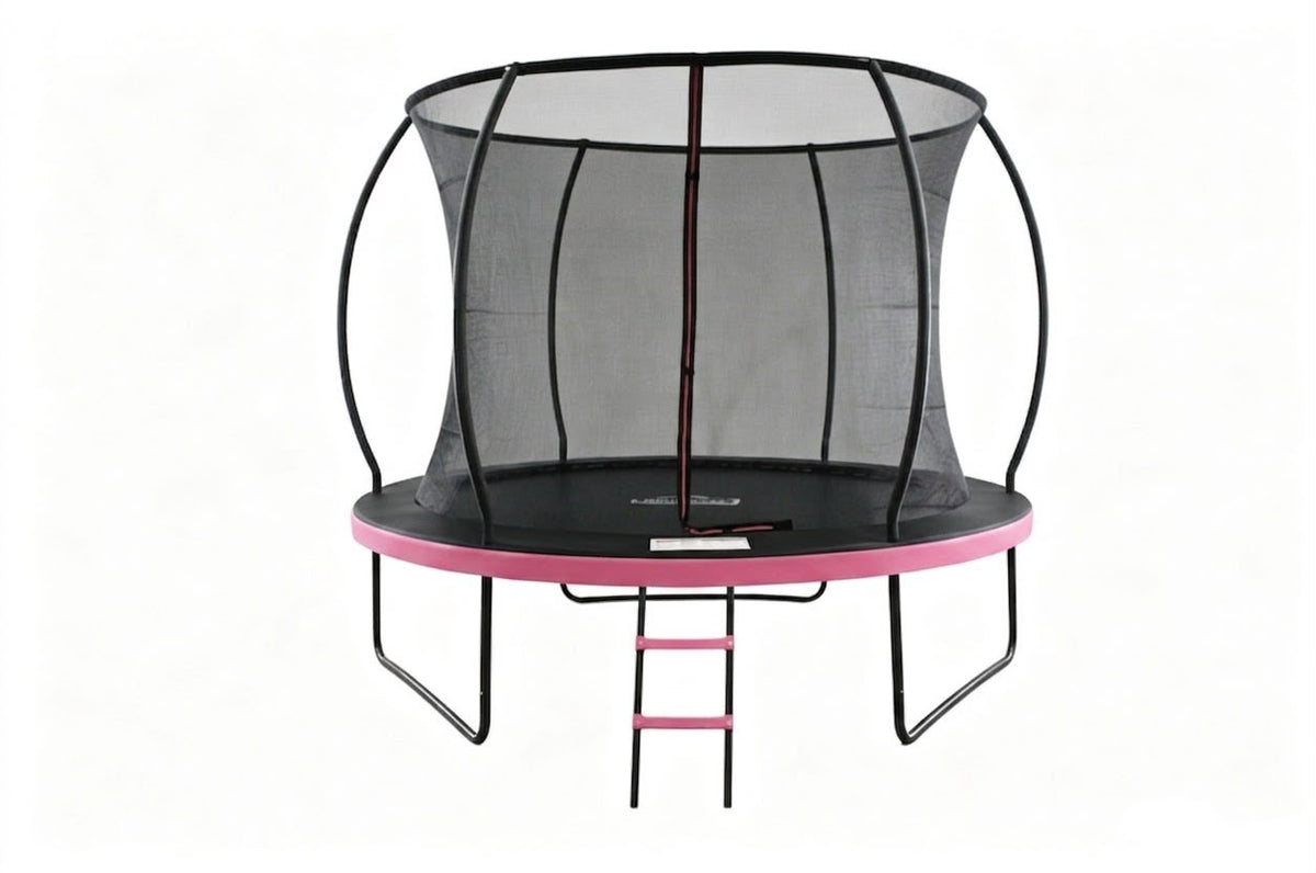 MOUNTPEAK 10FT PUMPKIN TRAMPOLINE WITH SAFETY NET OUTSIDE -PINK COLOUR