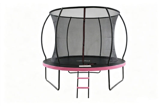 MOUNTPEAK 10FT PUMPKIN TRAMPOLINE WITH SAFETY NET OUTSIDE -PINK COLOUR