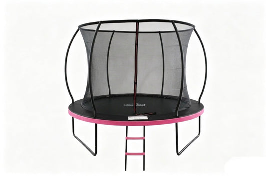 MOUNTPEAK 10FT PUMPKIN TRAMPOLINE WITH SAFETY NET OUTSIDE -PINK COLOUR