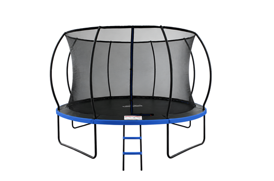 MOUNTPEAK12FT BLACK+BLUE PUMPKIN MODEL TRAMPOLINE WITH LADDER PLASTIC PADDLE