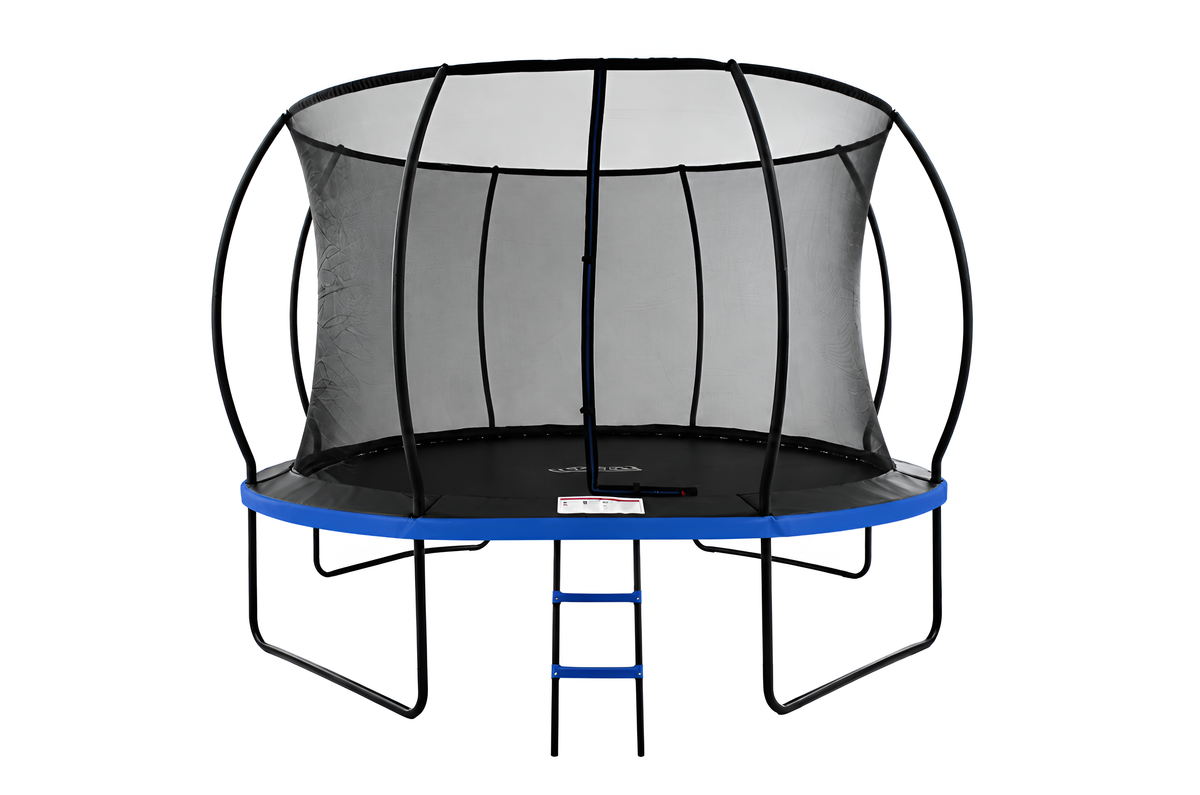 MOUNTPEAK12FT BLACK+BLUE PUMPKIN MODEL TRAMPOLINE WITH LADDER PLASTIC PADDLE