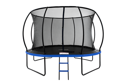 MOUNTPEAK12FT BLACK+BLUE PUMPKIN MODEL TRAMPOLINE WITH LADDER PLASTIC PADDLE
