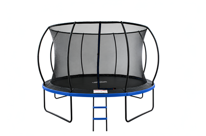 MOUNTPEAK12FT BLACK+BLUE PUMPKIN MODEL TRAMPOLINE WITH LADDER PLASTIC PADDLE