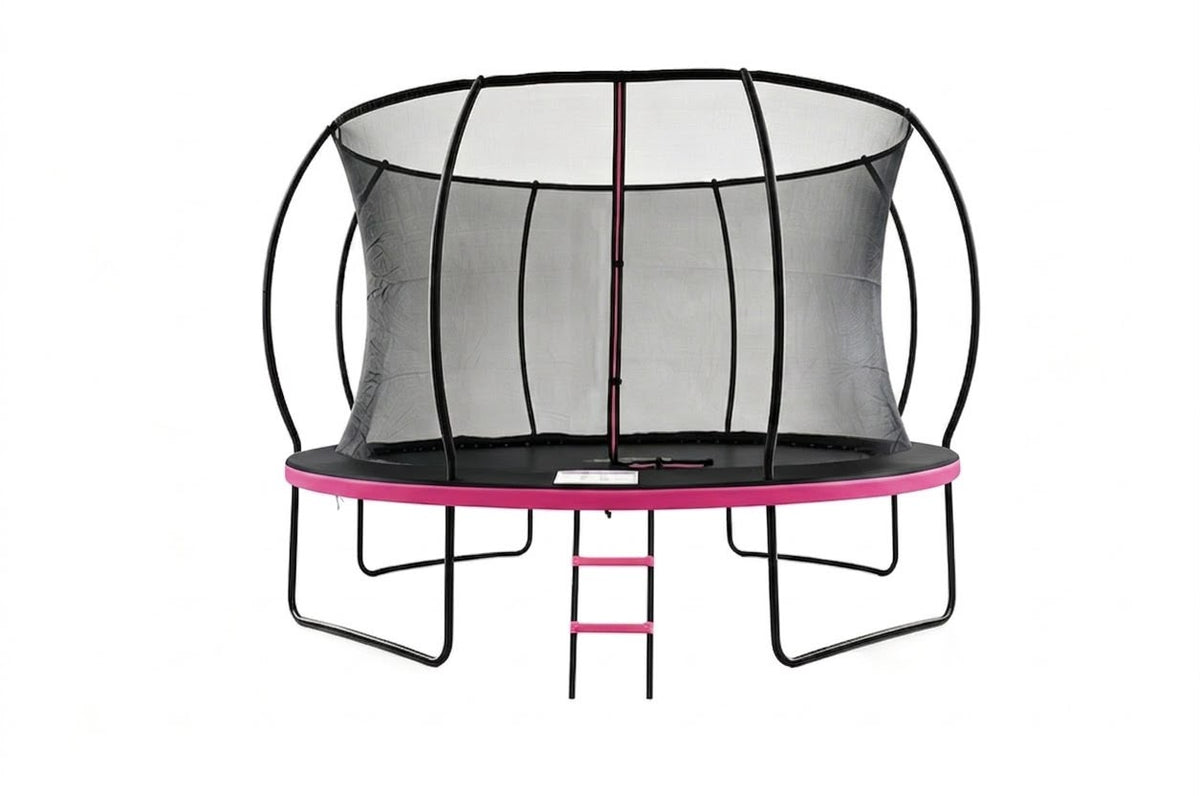 MOUNTPEAK 12FT PUMPKIN TRAMPOLINE WITH SAFETY NET OUTSIDE - PINK COLOUR