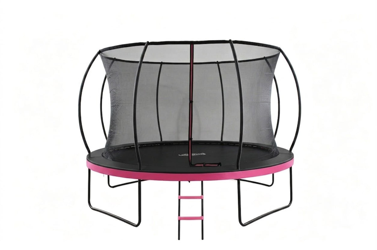 MOUNTPEAK 12FT PUMPKIN TRAMPOLINE WITH SAFETY NET OUTSIDE - PINK COLOUR