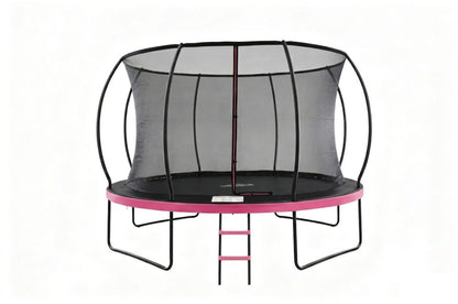 MOUNTPEAK 12FT PUMPKIN TRAMPOLINE WITH SAFETY NET OUTSIDE - PINK COLOUR