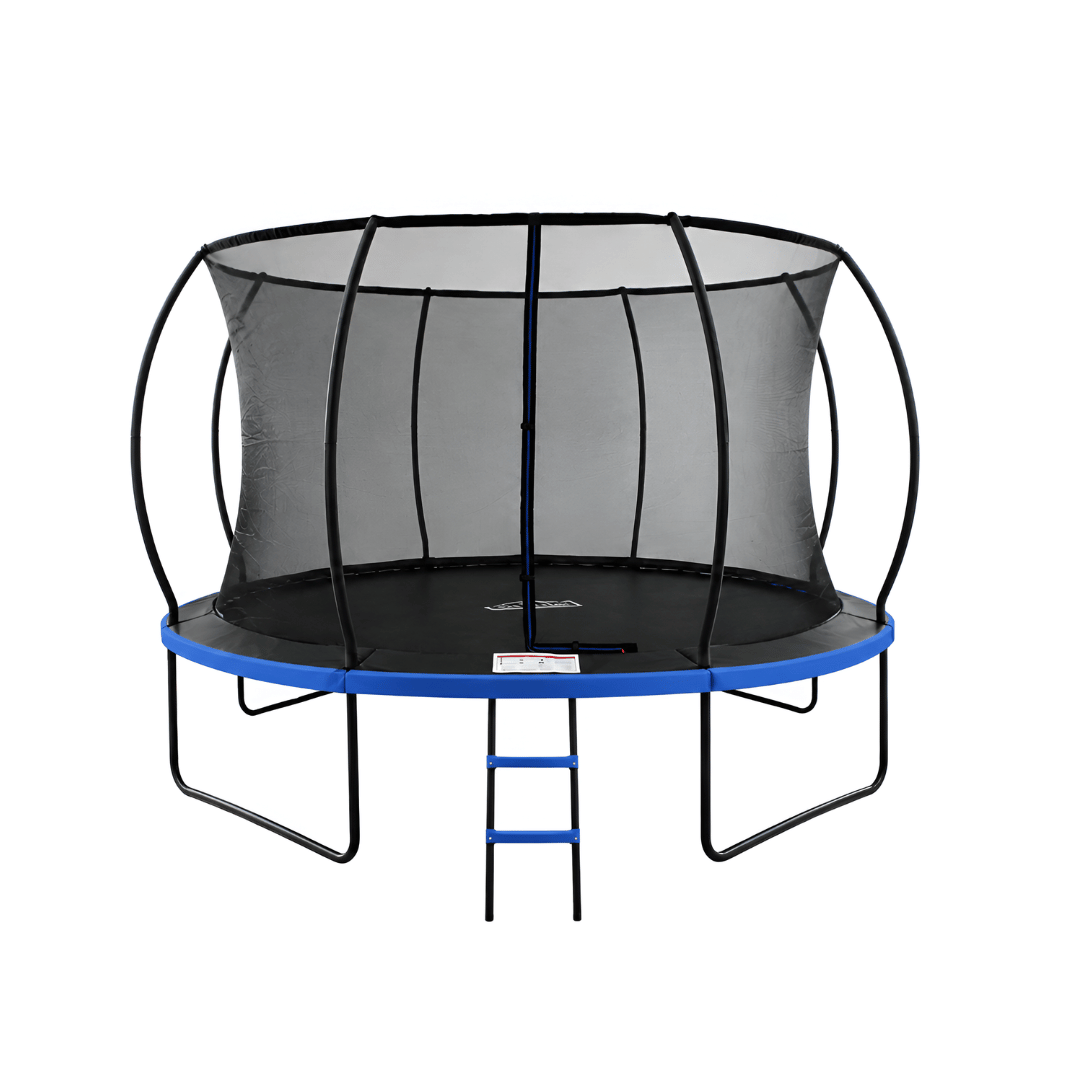 MOUNTPEAK12FT BLACK+BLUE PUMPKIN MODEL TRAMPOLINE WITH LADDER PLASTIC PADDLE
