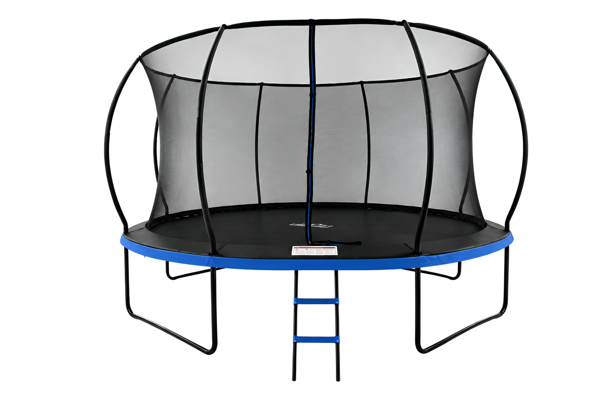 MOUNTPEAK14FT BLACK+BLUE PUMPKIN MODEL TRAMPOLINE WITH LADDER PLASTIC PADDLE
