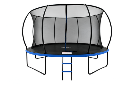 MOUNTPEAK14FT BLACK+BLUE PUMPKIN MODEL TRAMPOLINE WITH LADDER PLASTIC PADDLE