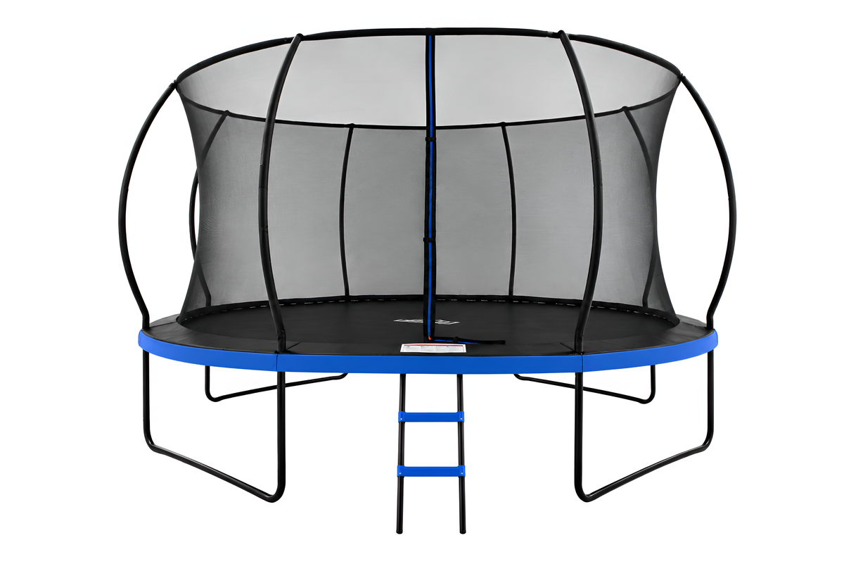 MOUNTPEAK14FT BLACK+BLUE PUMPKIN MODEL TRAMPOLINE WITH LADDER PLASTIC PADDLE