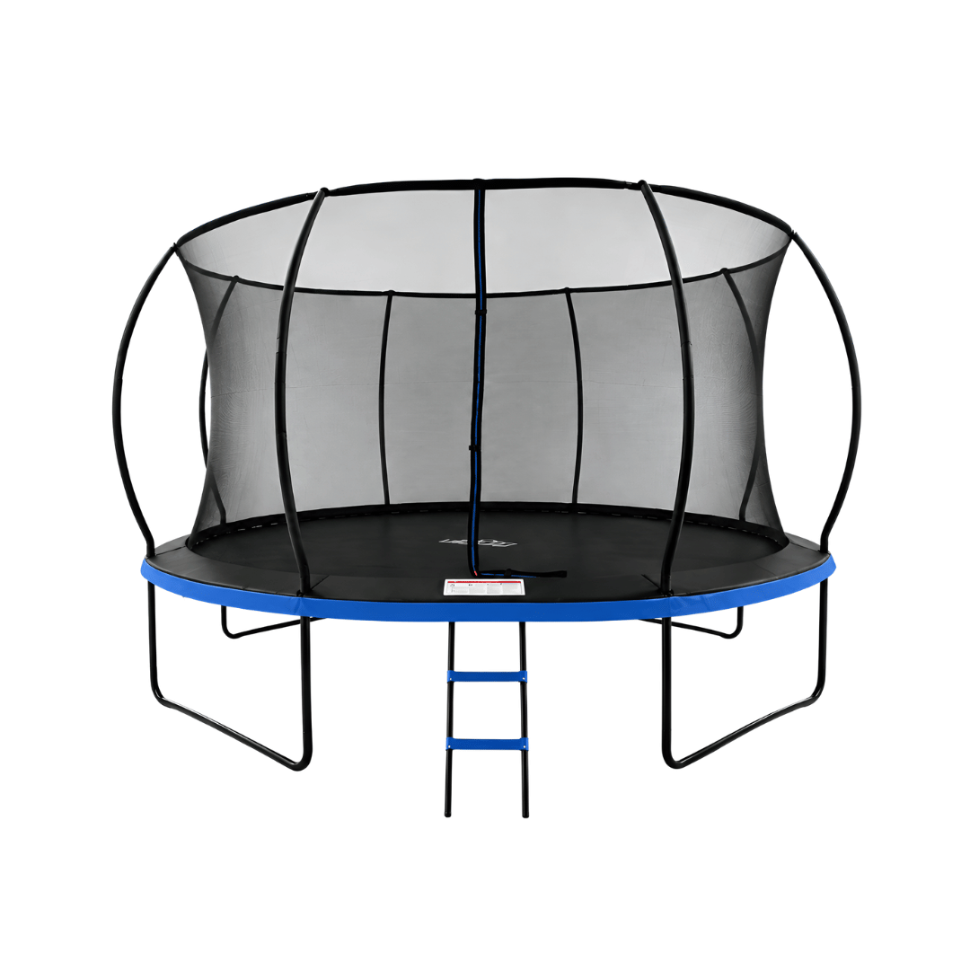 MOUNTPEAK14FT BLACK+BLUE PUMPKIN MODEL TRAMPOLINE WITH LADDER PLASTIC PADDLE