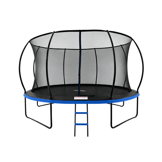 MOUNTPEAK14FT BLACK+BLUE PUMPKIN MODEL TRAMPOLINE WITH LADDER PLASTIC PADDLE