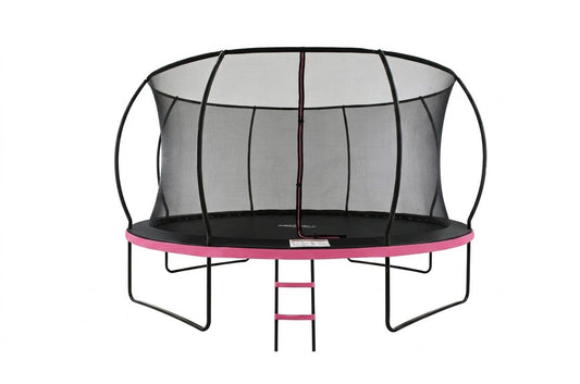 MOUNTPEAK 14FT PUMPKIN TRAMPOLINE WITH SAFETY NET OUTSIDE - PINK COLOUR