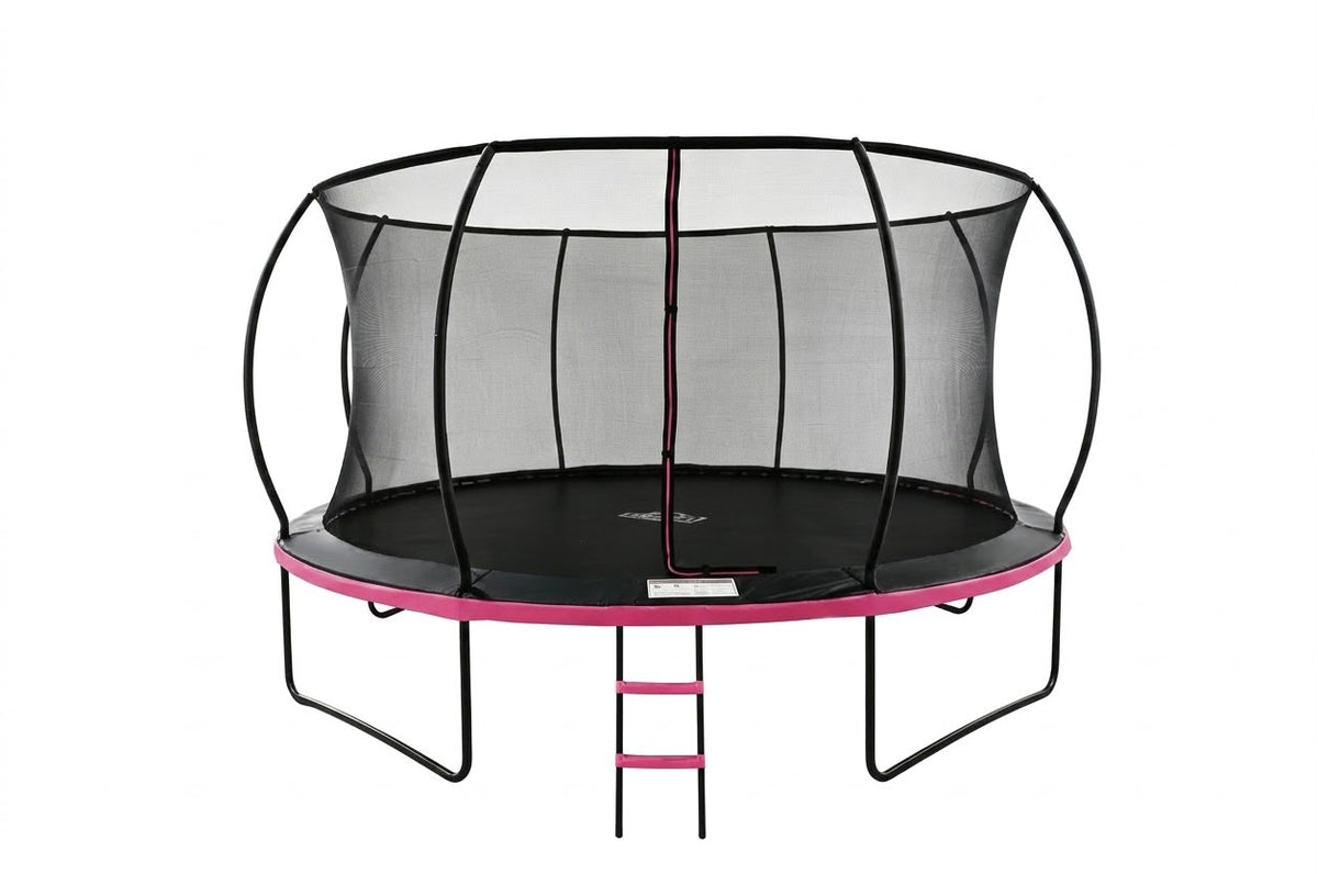 MOUNTPEAK 14FT PUMPKIN TRAMPOLINE WITH SAFETY NET OUTSIDE - PINK COLOUR