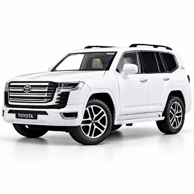 Toyota Land Cruiser 1:24 Die-Cast Model Car – White | Light & Sound