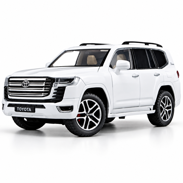 Toyota Land Cruiser 1:24 Die-Cast Model Car – White | Light & Sound