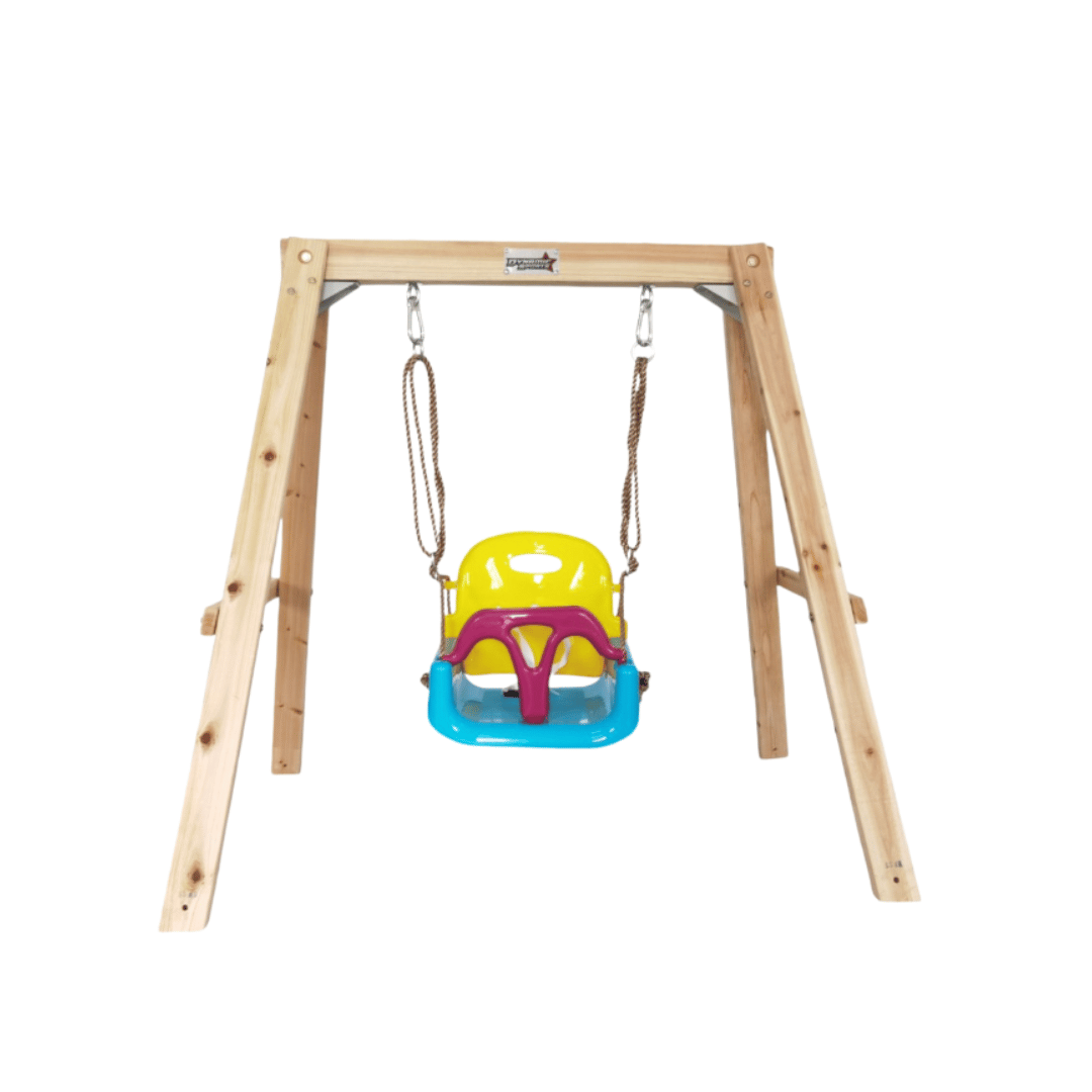 DYNAMIC SPORTS GROWING GIRAFFE ADJUSTABLE WOODEN SWING SET