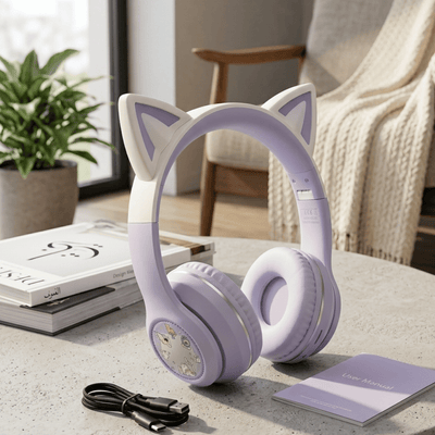 GJBY Wireless LED Cat Ear Bluetooth Headphones