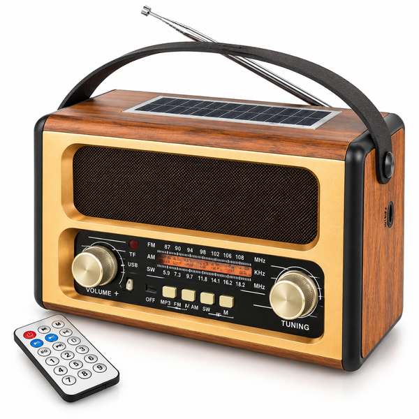 GOLON Retro Solar Bluetooth Radio with USB & Remote Control – RX-BT88SQ