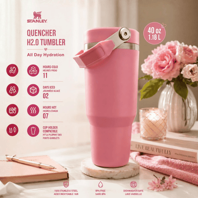 STANLEY COFFEE MUG SOFT PINK 1485كوب ستانلي آيس فلو بمصّاصة قابلة للطي - 30 أونصة (887 مل)