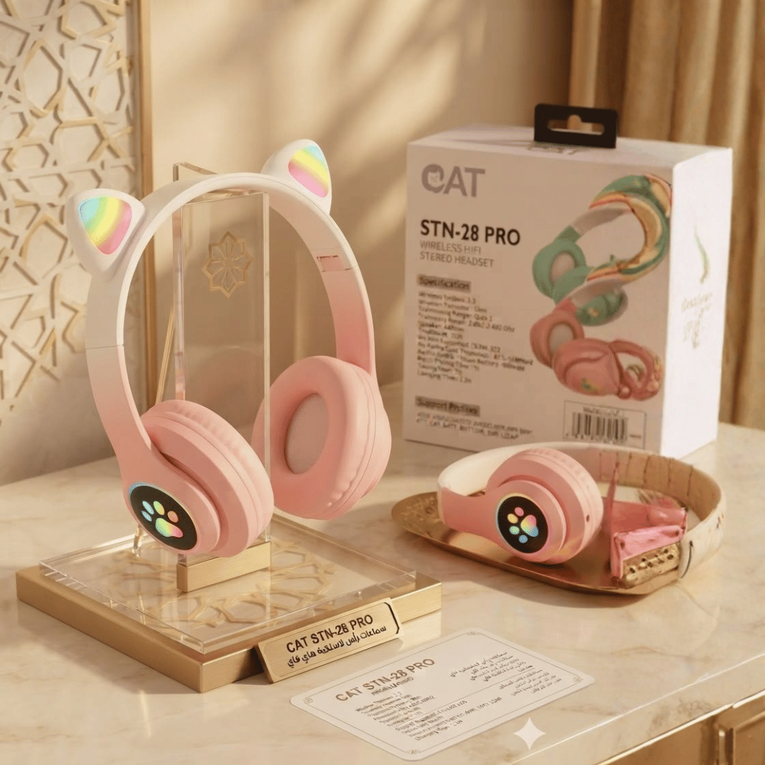 Cat Ear Wireless Bluetooth Headphones for Kids – Cute, Colorful! Pink