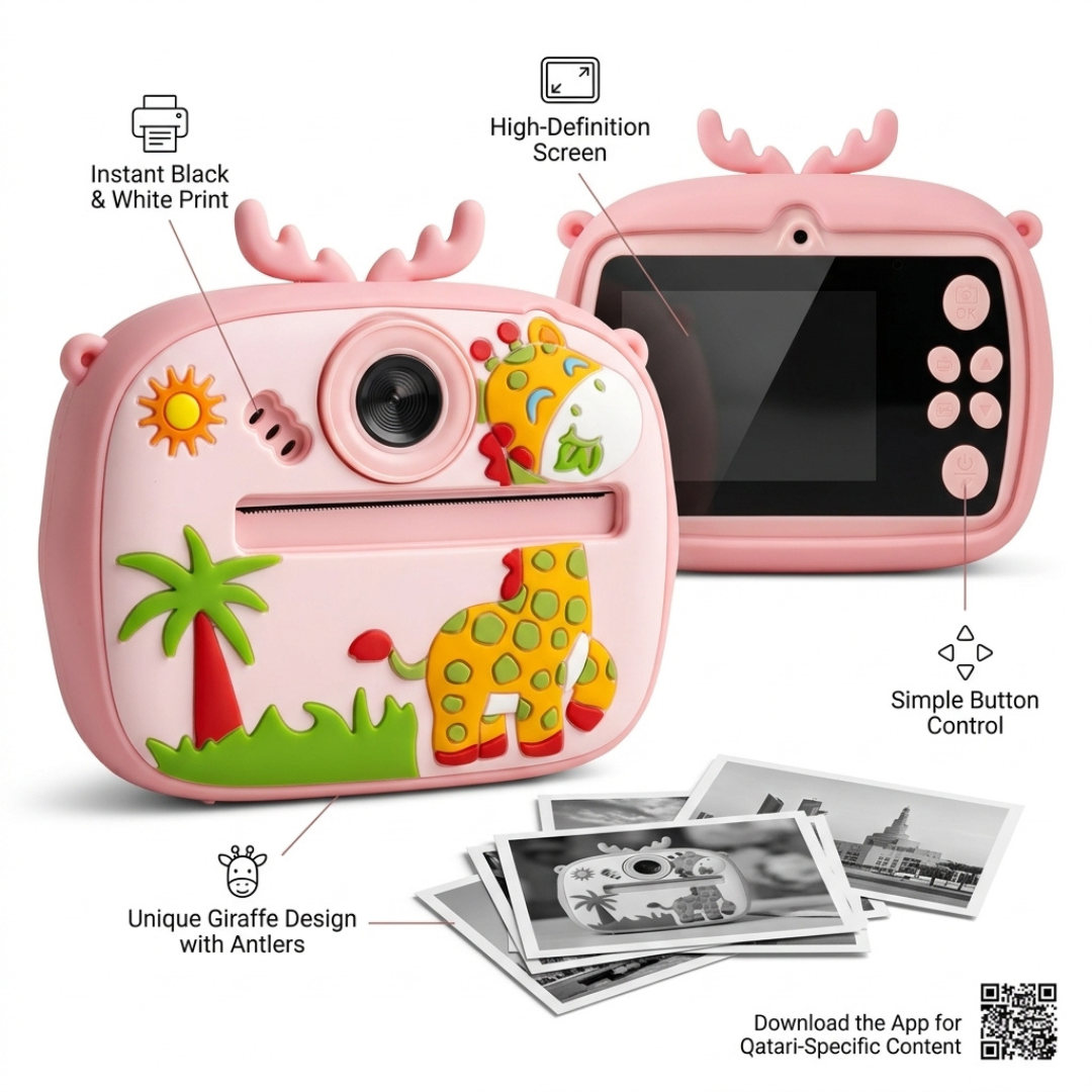 Kids Click-Clack Digital Camera giraffe Pink
