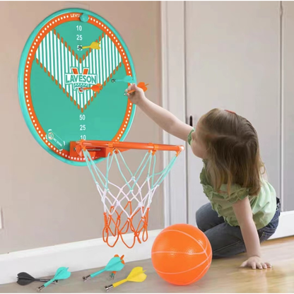 18 inch 2-in-1 magnetic dart disc with foldable basketball ring