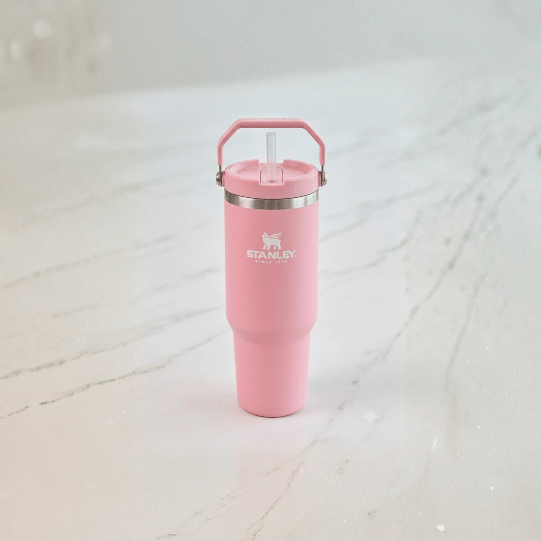 STANELY COFFE MUG SOFT PINK 1485كوب ستانلي آيس فلو بمصّاصة قابلة للطي - 30 أونصة (887 مل)