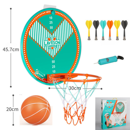 18 inch 2-in-1 magnetic dart disc with foldable basketball ring