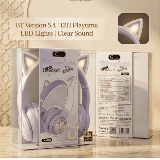 GJBY Wireless LED Cat Ear Bluetooth Headphones