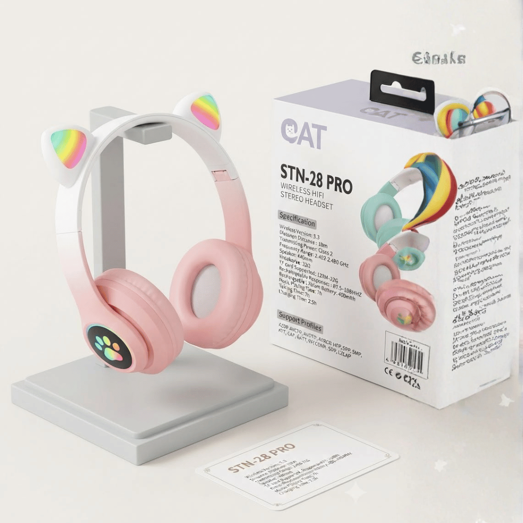Cat Ear Wireless Bluetooth Headphones for Kids – Cute, Colorful! Pink