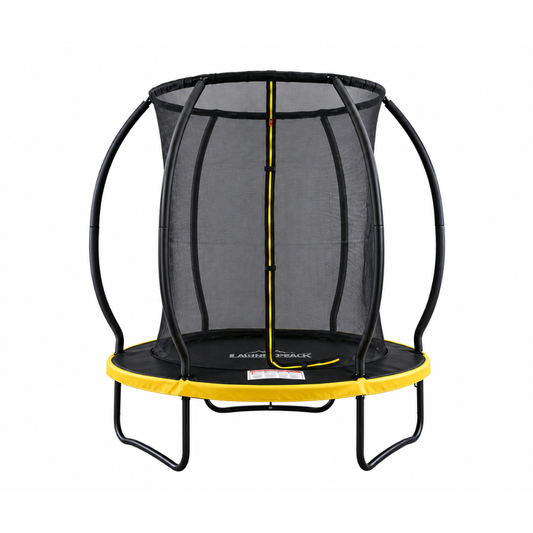 MOUNTPEAK 6FT BLACK+YELLOW PUMPKIN MODEL TRAMPOLINE WITH LADDER PLASTIC PADDLE