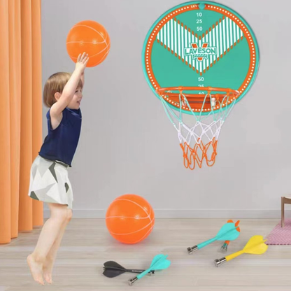 18 inch 2-in-1 magnetic dart disc with foldable basketball ring