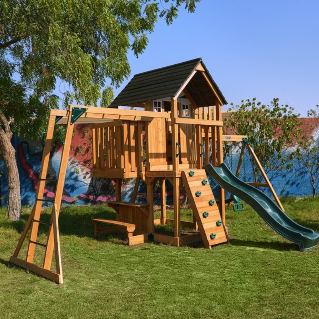 DYNAMIC SPORTS ARABIAN LEOPARD WOODEN SWING SET