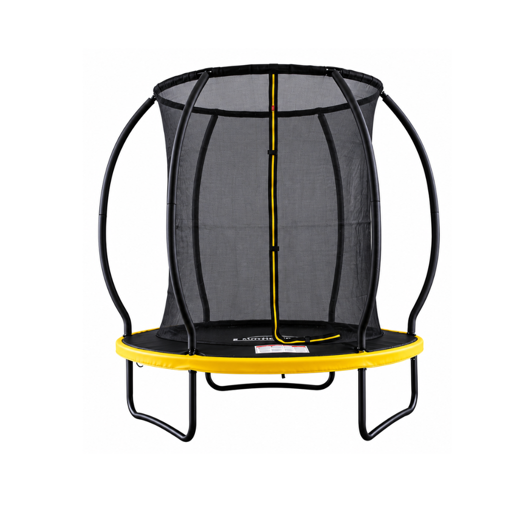 MOUNTPEAK 6FT BLACK+YELLOW PUMPKIN MODEL TRAMPOLINE WITH LADDER PLASTIC PADDLE