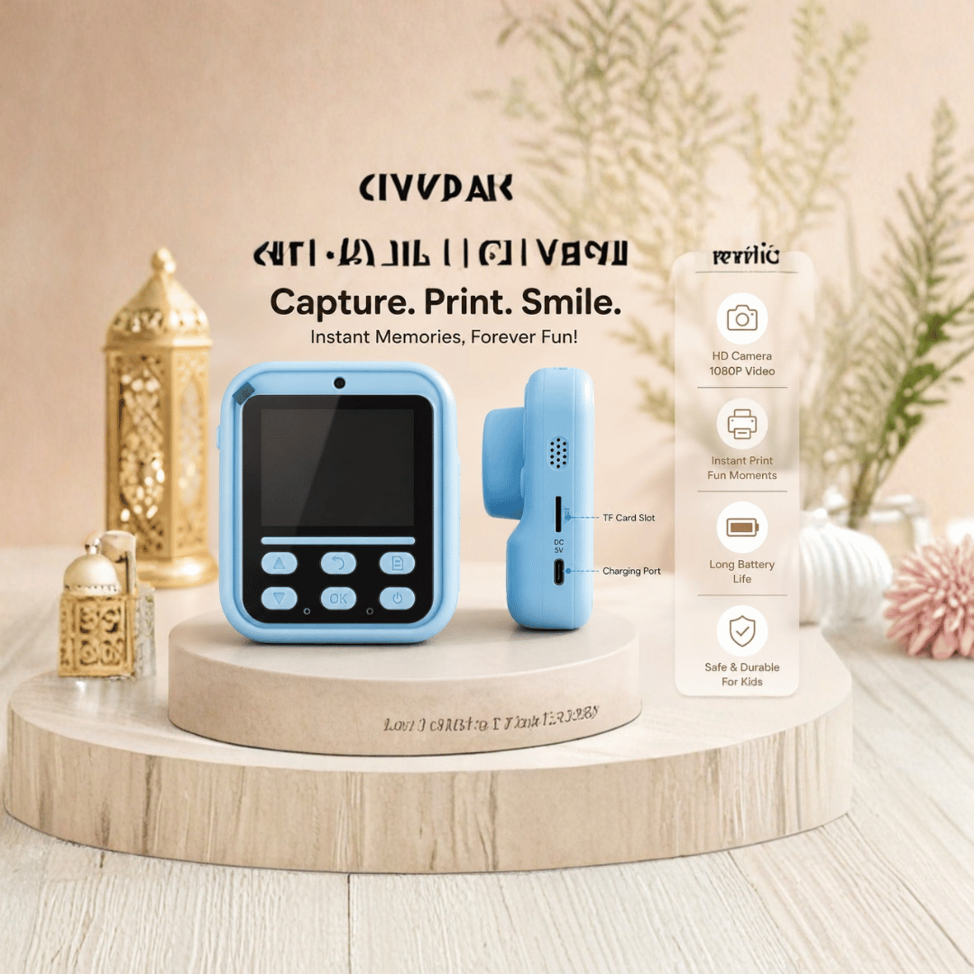 Rabbit Instant Print Kids Camera Blue
