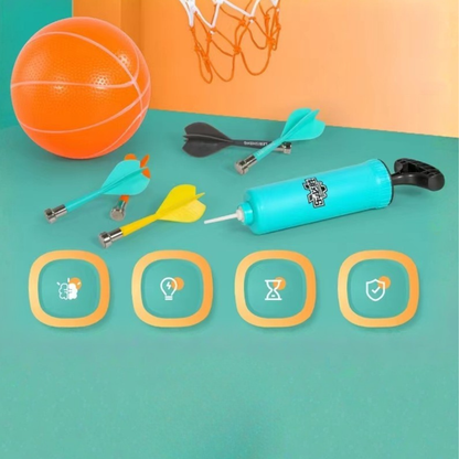 18 inch 2-in-1 magnetic dart disc with foldable basketball ring