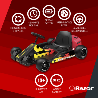 Razor Ground Force Elite Blk Red 22.5Kmh
