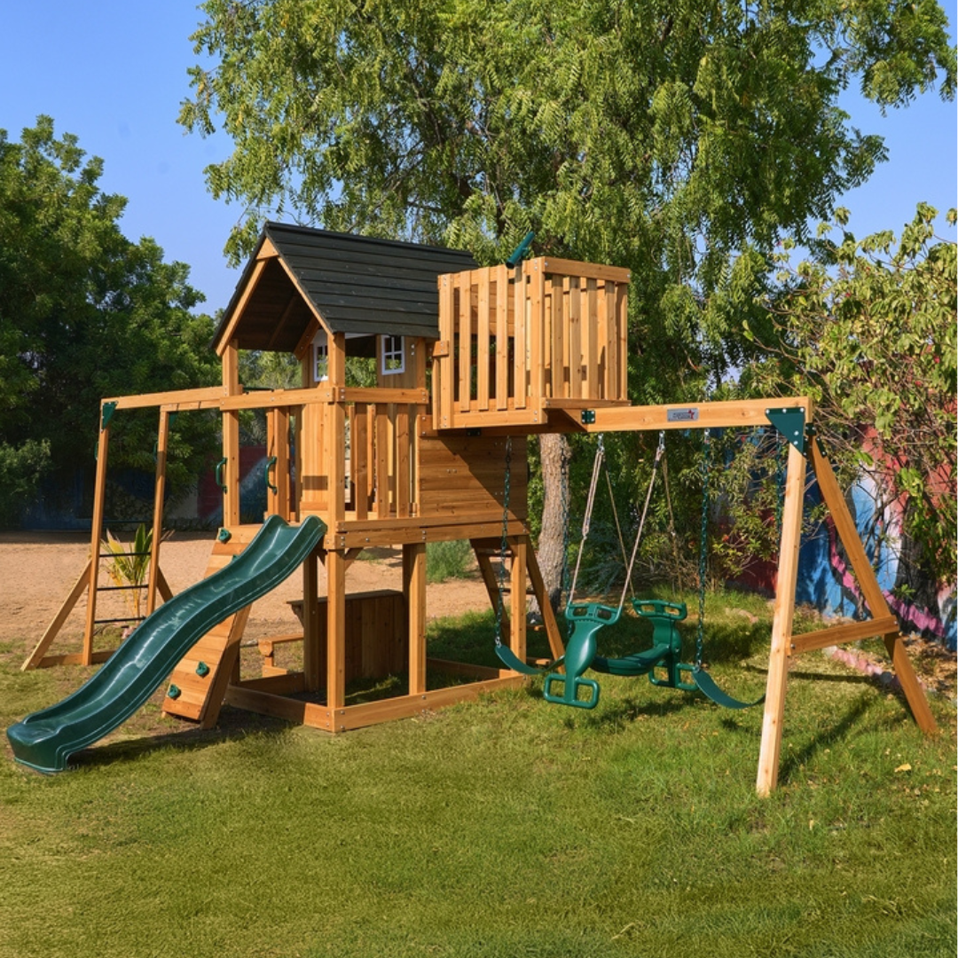 DYNAMIC SPORTS ARABIAN LEOPARD WOODEN SWING SET