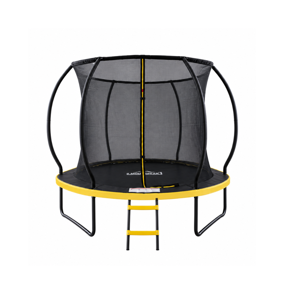MOUNTPEAK 8FT BLACK+YELLOW PUMPKIN MODEL TRAMPOLINE WITH LADDER PLASTIC PADDLE