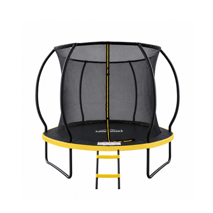 MOUNTPEAK 8FT BLACK+YELLOW PUMPKIN MODEL TRAMPOLINE WITH LADDER PLASTIC PADDLE