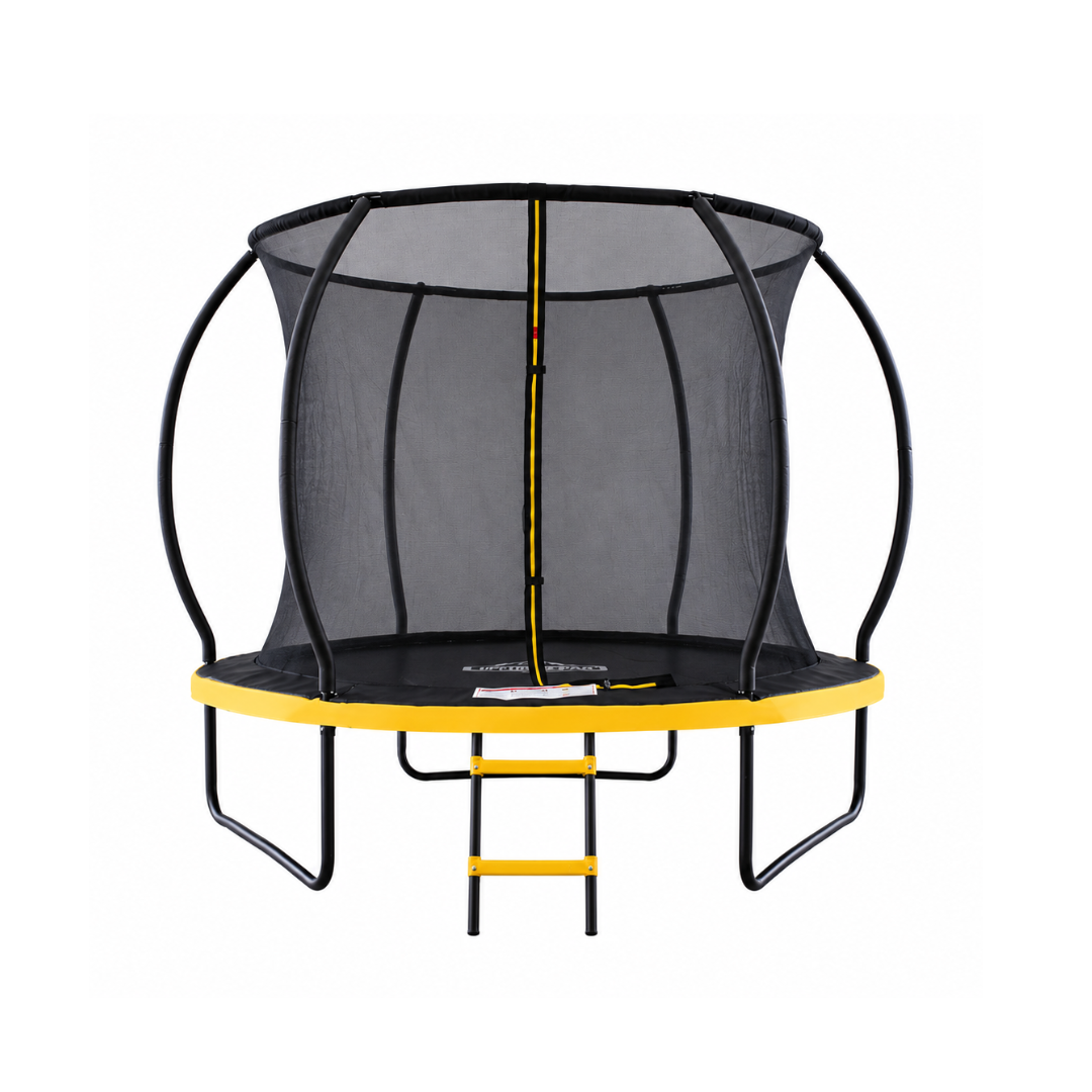 MOUNTPEAK 8FT BLACK+YELLOW PUMPKIN MODEL TRAMPOLINE WITH LADDER PLASTIC PADDLE